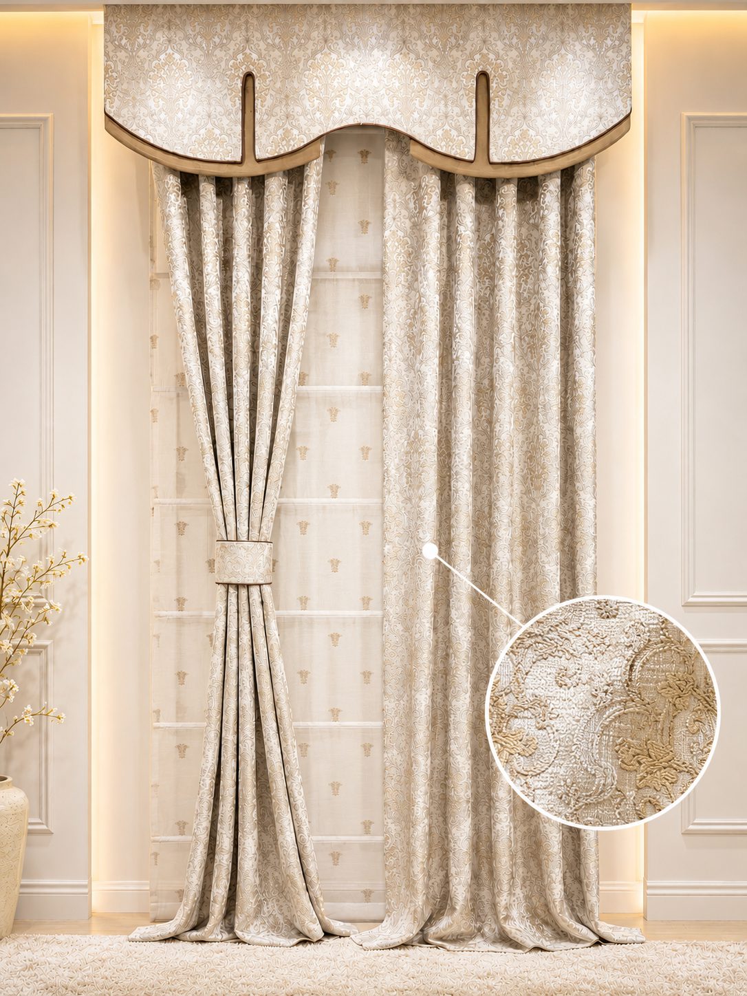 Premium curtain with swag valance