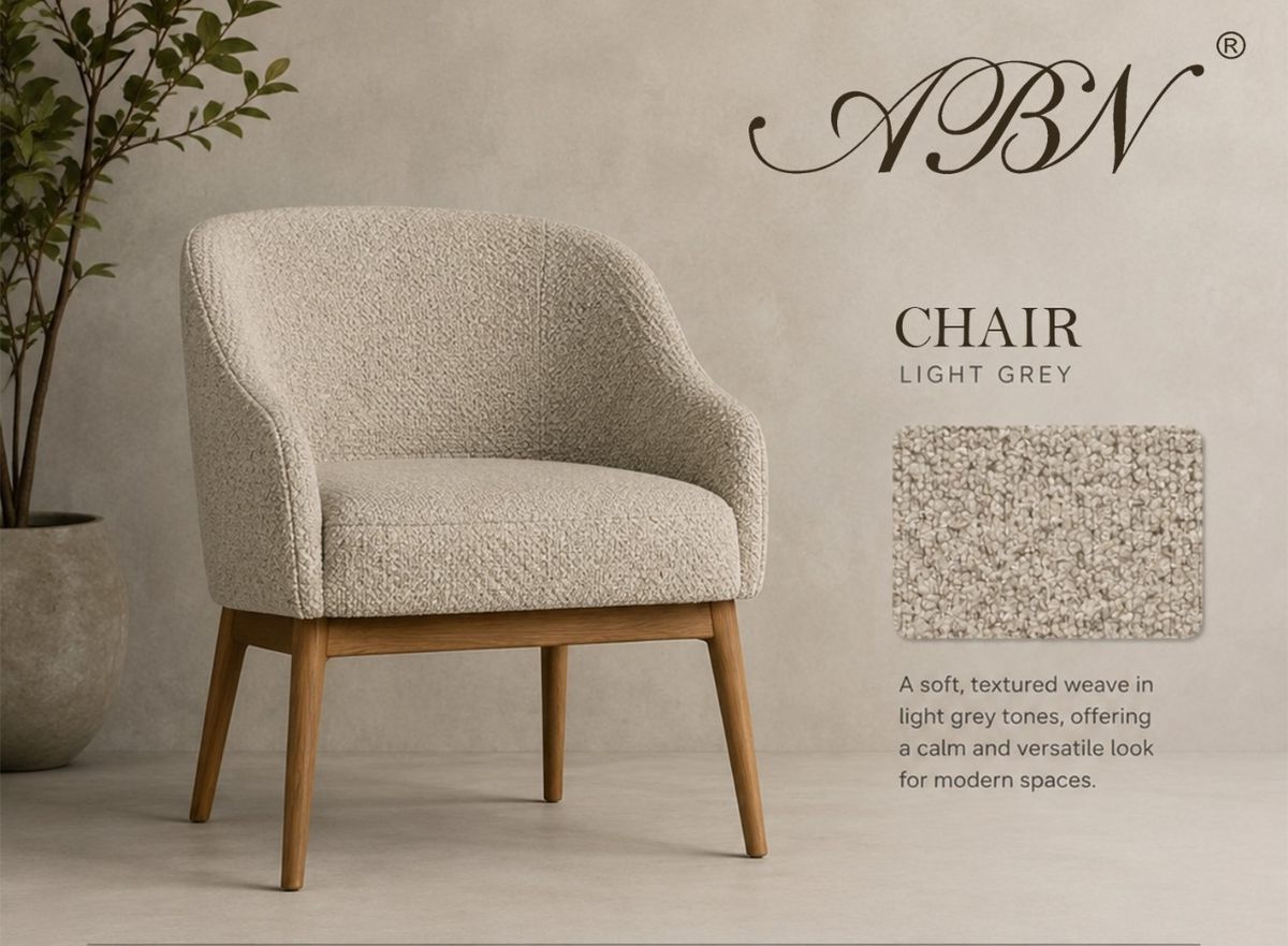 Boucle upholstered chair display