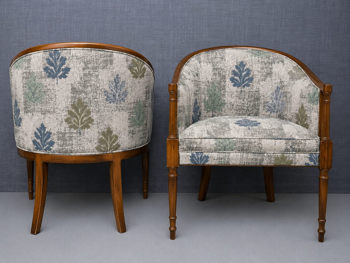 Tub chairs in modern jacquard fabric