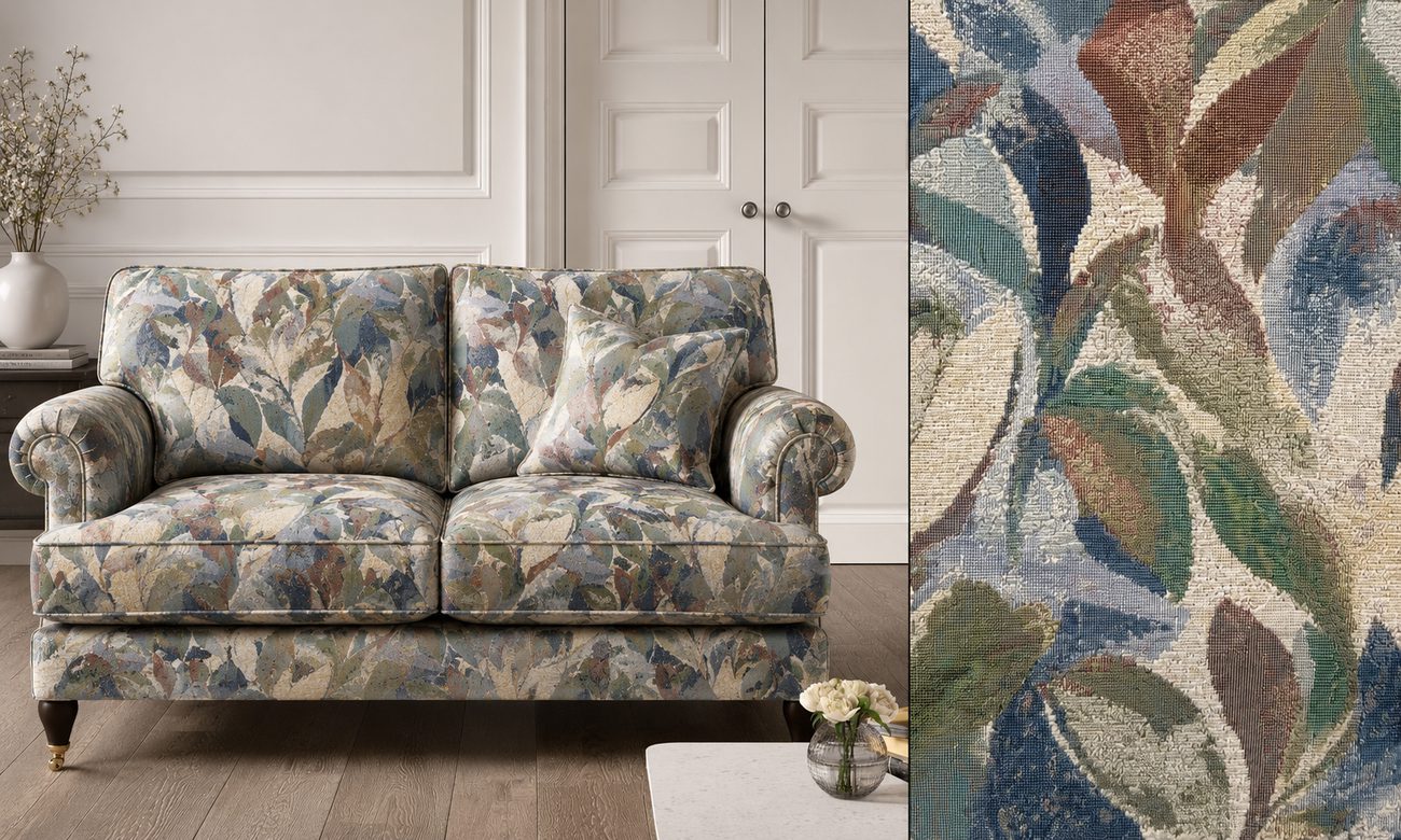 Modern jacquard sofa with fabric detail
